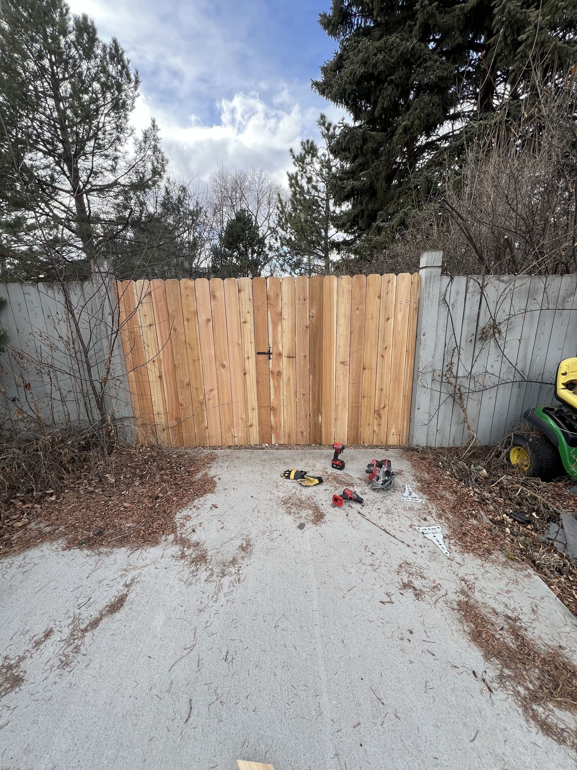 Backyard fence before repair work began