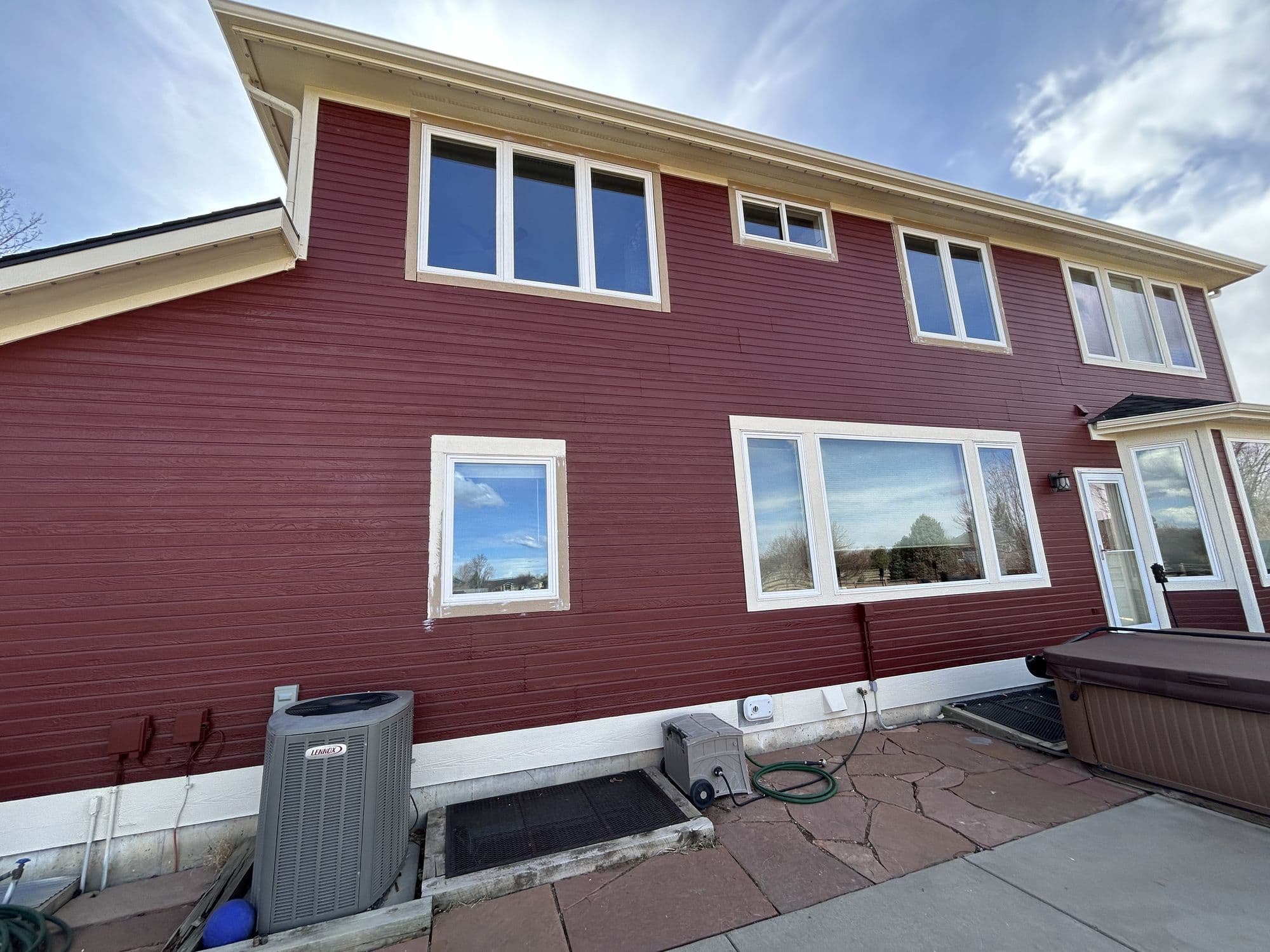 Finished window installation, exterior wide view