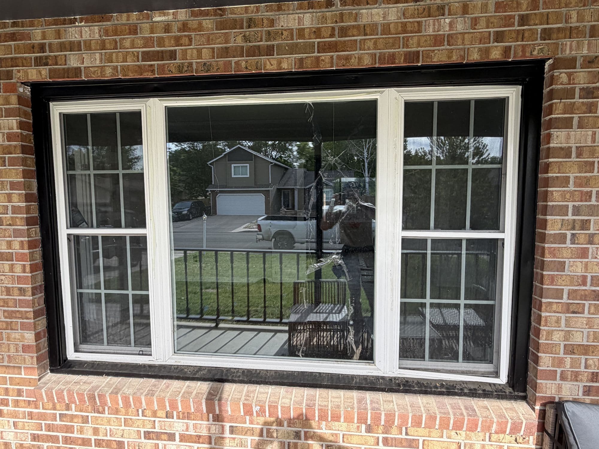 Finished bay window installation, exterior view