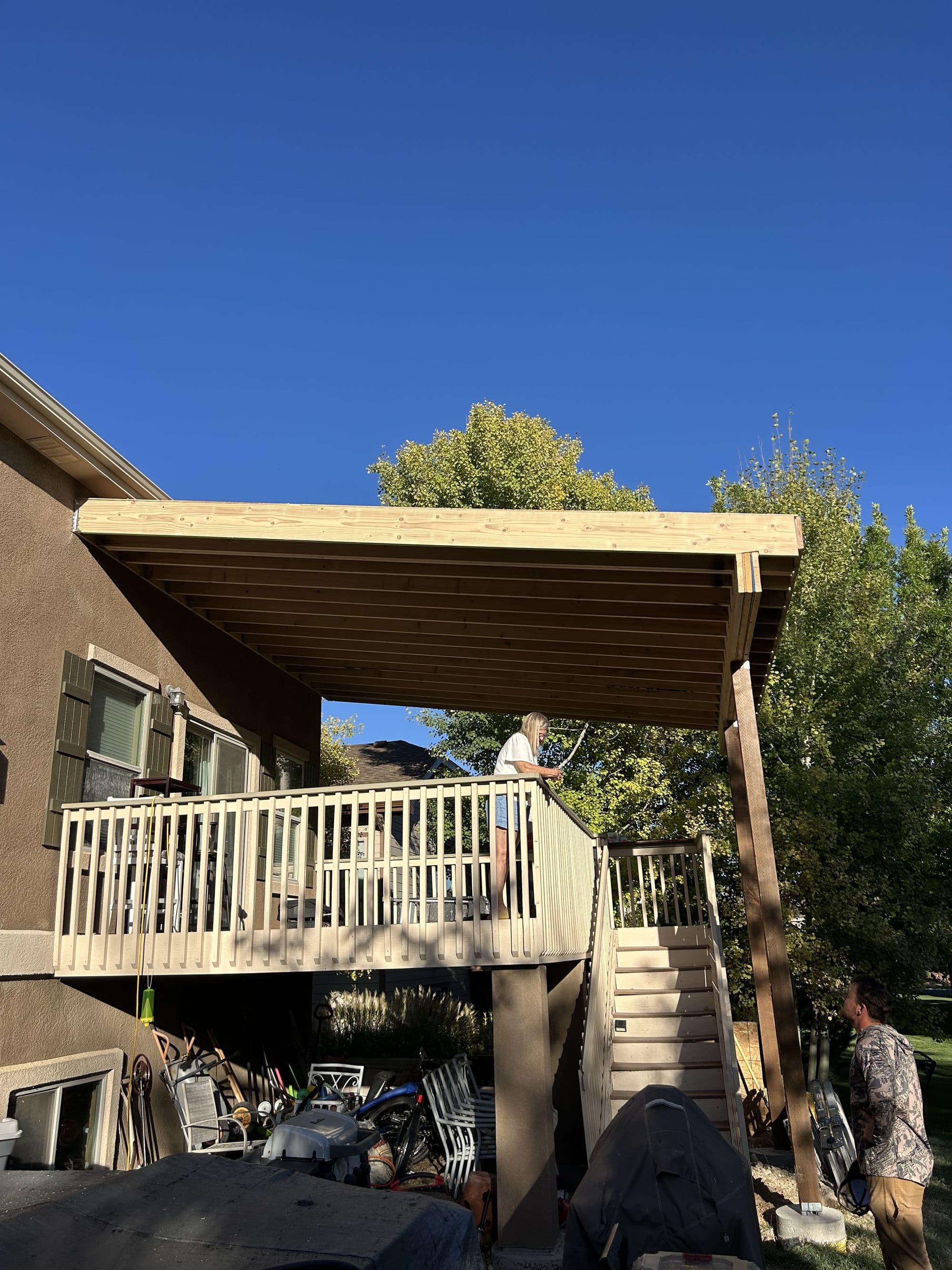 Finished second-story deck with patio cover
