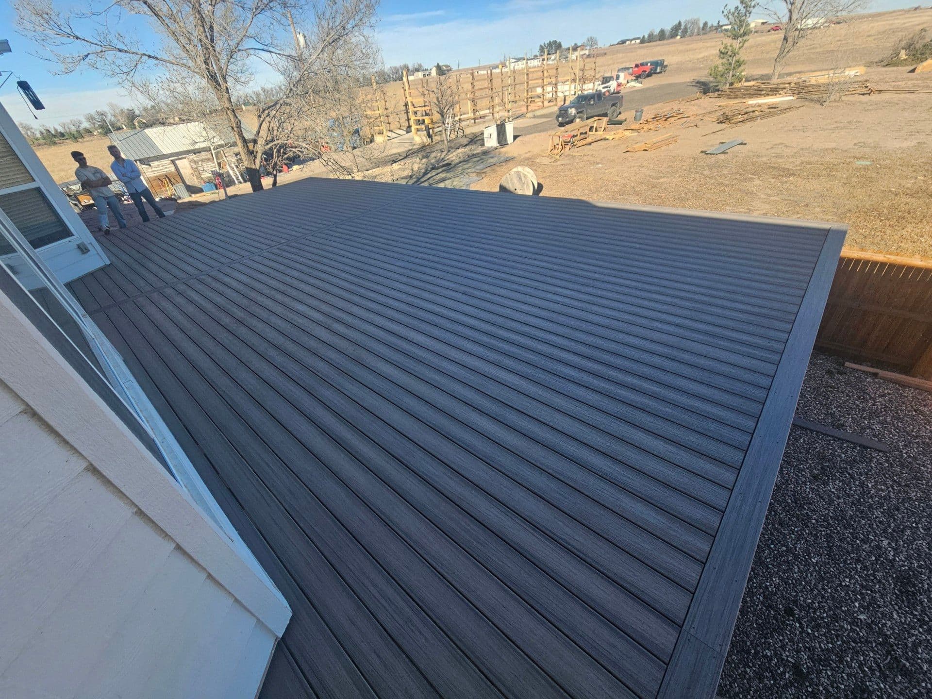 Composite deck build, aerial angle