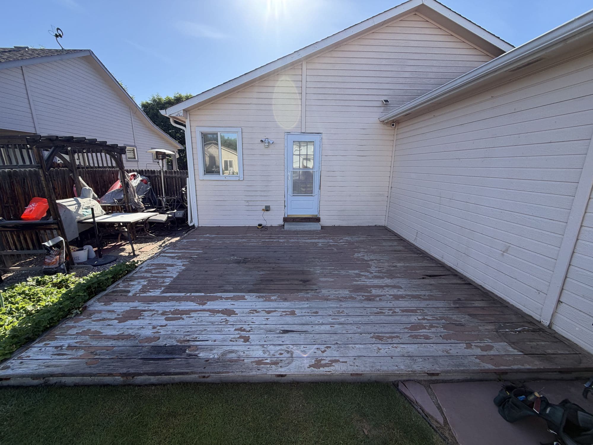 Old worn deck before replacement